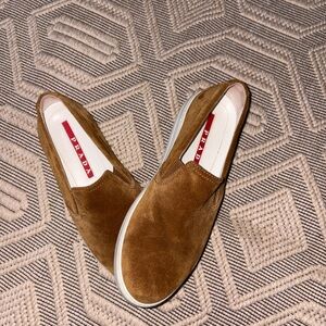 Prada Men's Tan Suede Loafers